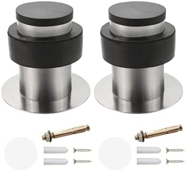 TüRstopper Wandschutz 2 StüCk Edelstahl Selbstklebend Wandmontage Gummipuffer-image