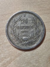 Chile 20-centavos coin, 1933. KM# 167, copper-nickel. Andean condor perched.