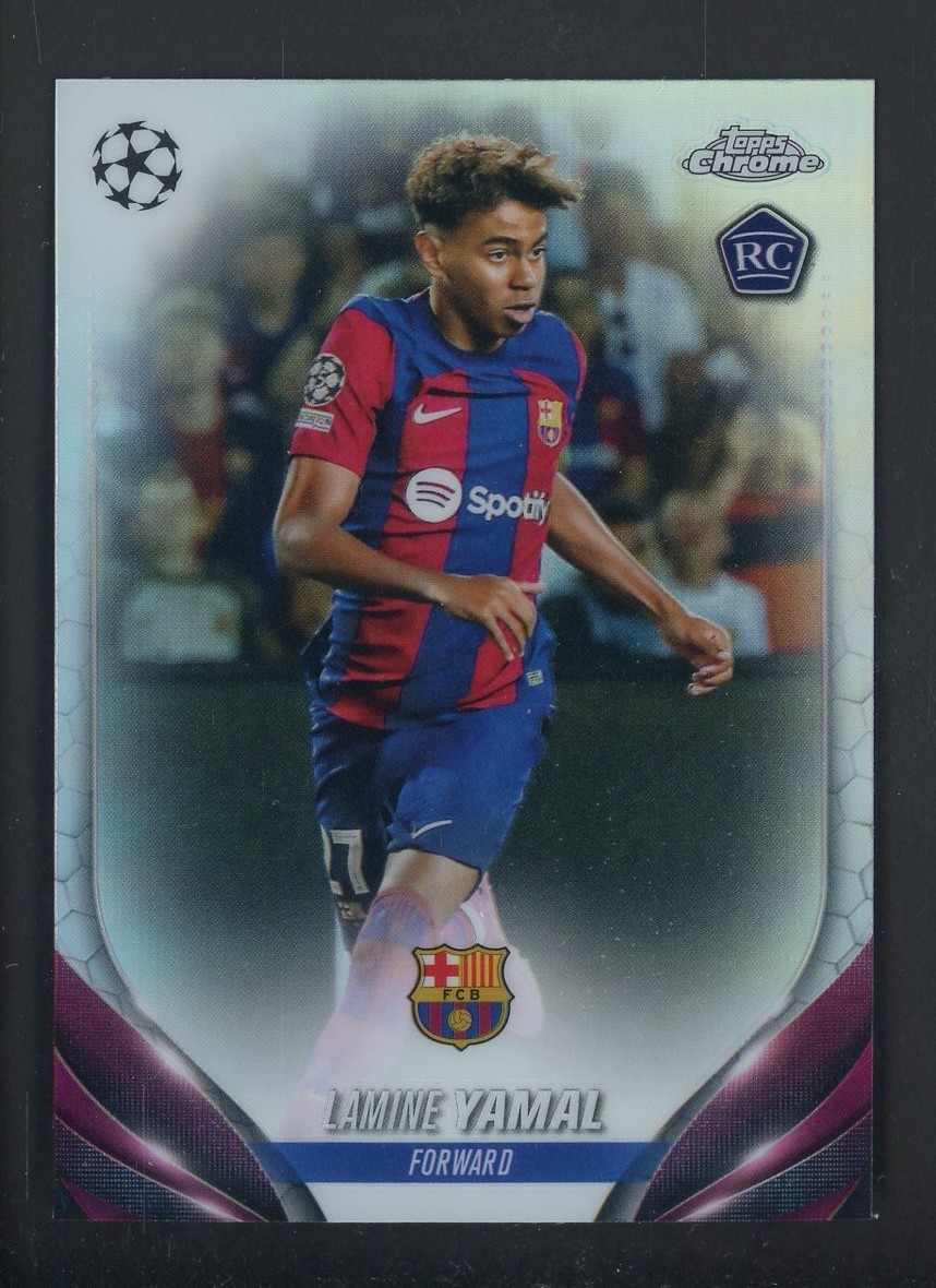2023-24 Topps Chrome UCL Soccer Lamine Yamal Refractor RC Rookie Pack Fresh Pull