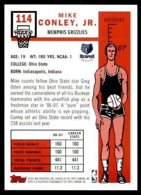 2007-08 Topps 1957-58 Variations Mike Conley JR. #114 | eBay