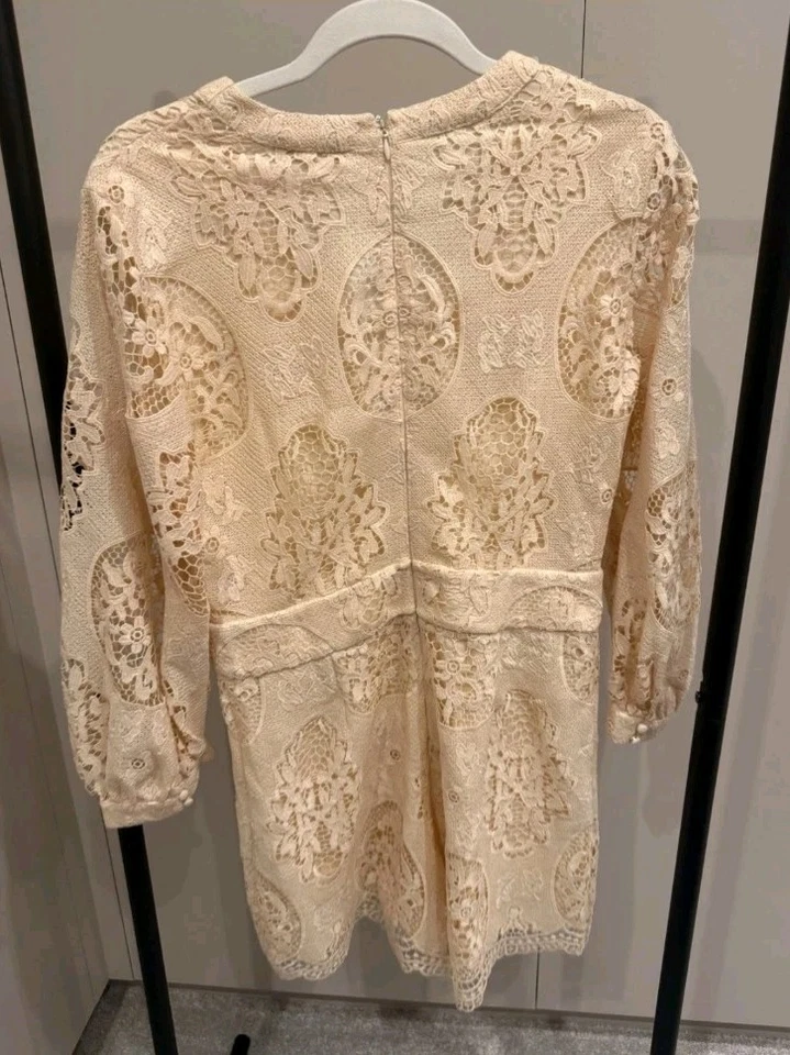 Maje Spitze Overall FR40-M-D38 Creme Spitze Neu Jumpsuit Anzug Einteiler Designe - Bild 2 von 4