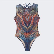 Women  s One Piece Swimsuit Sun Protection Boho Tribal Tattoo Effect TummyControl