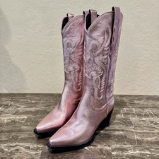 Jeffrey Campbell Dagget Metallic Pink Leather Cowboy Boots