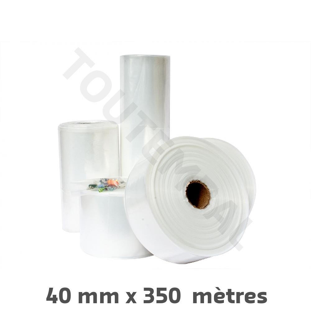 Gaine plastique 50 microns 40mm emballage tubulaire transparent en rouleau de 350m