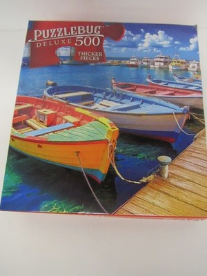 New Puzzlebug Deluxe 500 piece Puzzle Colorful Harbor MIB Ships Free