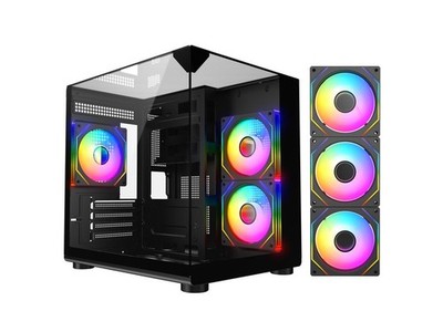 DIYPC ARGB-DC100-BK Black Dual USB3.0 Tempered Glass Micro ATX Gaming Computer C
