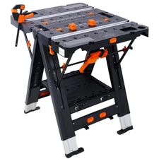 Portable Folding Work Table, 2-in-1 Sawhorse & Workbench with 2 Clamps