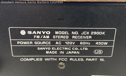 Sanyo JCX-2900K Monster Stereo Receiver Read - Picture 10 of 12