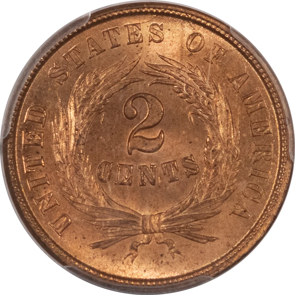 1864 TWO CENT PIECE, LARGE MOTTO - PCGS MS-64+ RD, FIERY, FRESH & CAC APPROVED! - Image 3 of 3