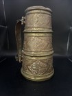 Antique Hand Hammered Brass and Copper Cup Vessel W Handle Chased Detail 8.5” T — photo 7