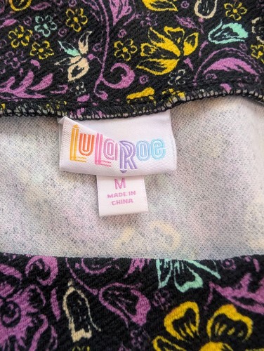 LulaRoe Damen Cassie Bleistiftrock Gr. M lila schwarz Blumen Boho Stretch - Bild 4 von 6
