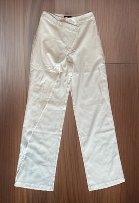 Micas asymmetrical crossover button waist wide-leg trousers White XS high-waist