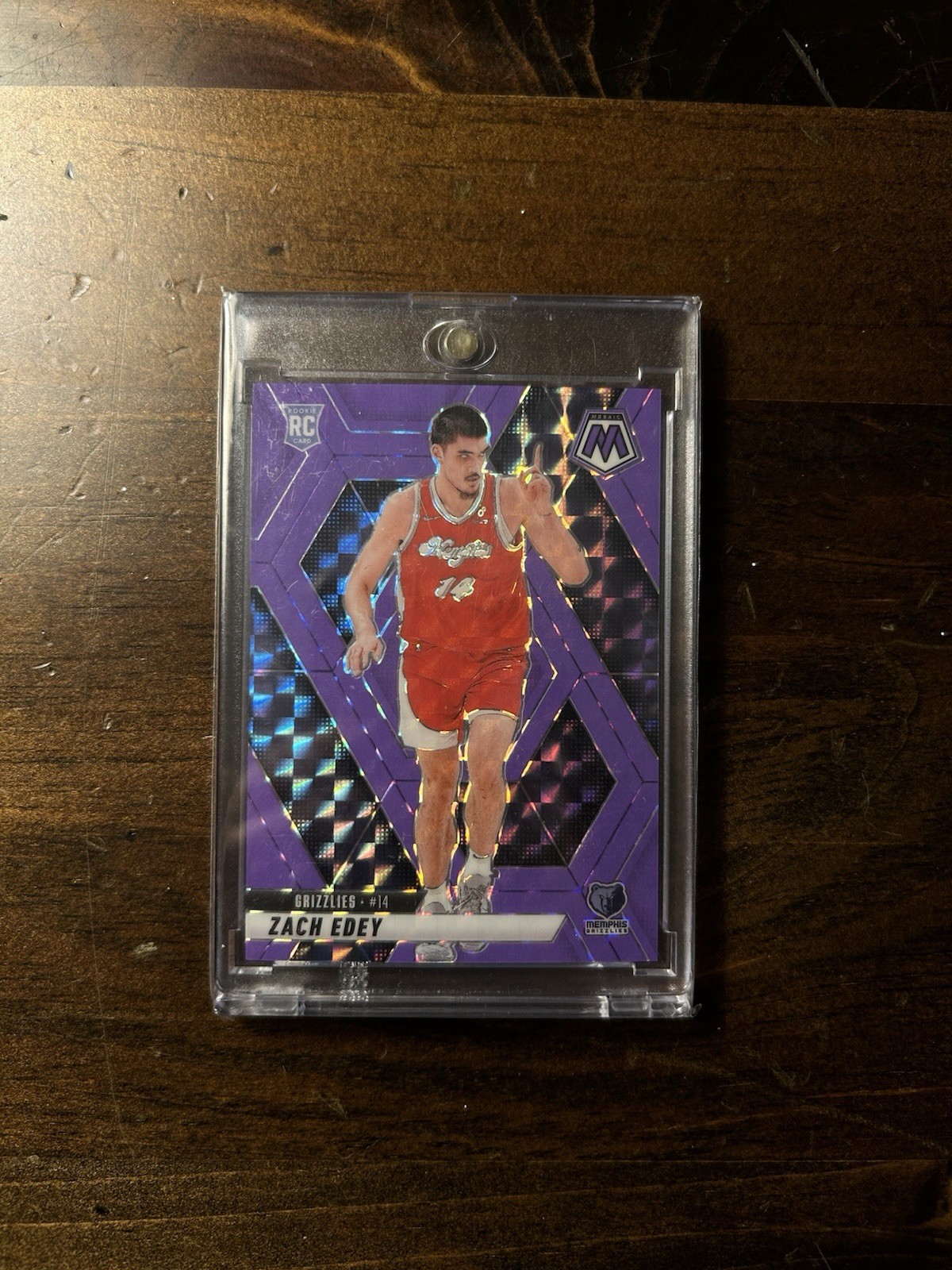 2024-25 Panini Mosaic Zach Edey Rookie Purple Fluorescent /249 Grizzlies RC #248