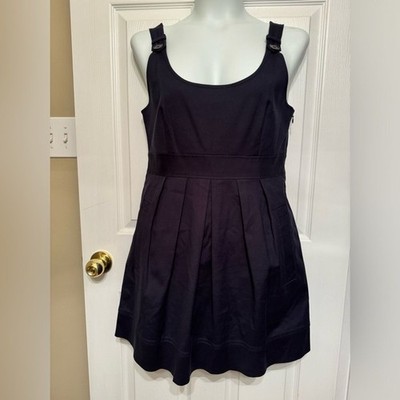 Theory Sz 12 Angeline Navy Blue Pleated Jumper Dress