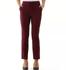 Rafaella Women's Pants 6 Pull-On Stretch Pant Wine Straight Leg Pants Size 6