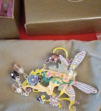 Multicolor Rhinestone Floral Asymmetrical Brooch Pin Clear Rhinestone Metal