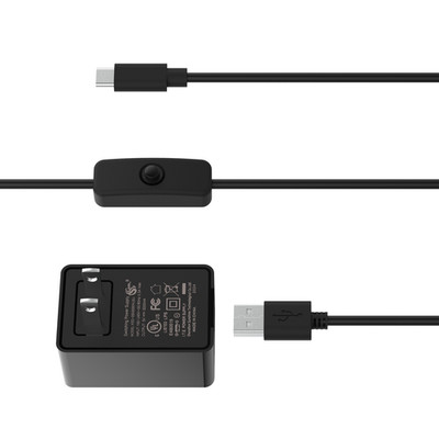 For Tapdra For Raspberry Pi 4 USB Type C Cable Power Supply Charger 5.25V/3A UL