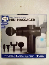 Sealy Deep Tissue Therapy Mini Massager 4 Massage Heads 6 Intensity Modes Black