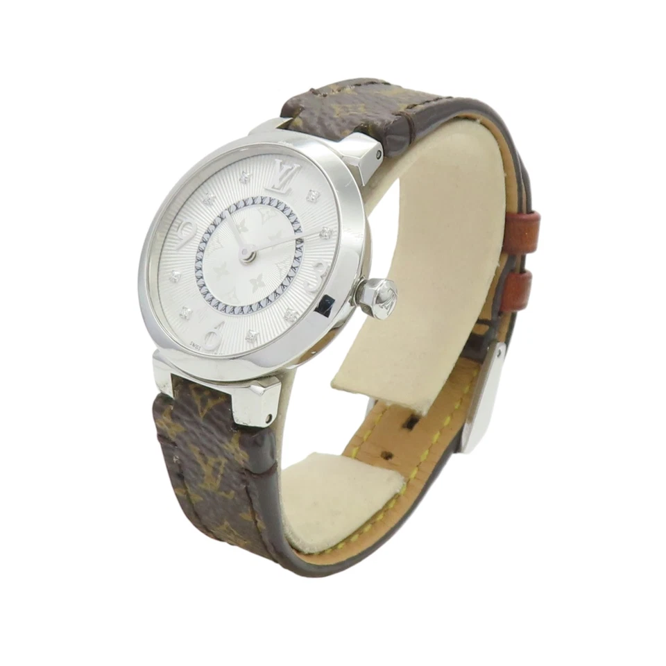 Reloj LOUIS VUITTON Tambour Slim Q12MG Cuarzo Monograma Lona Acero Inoxidable Foto 4 de 4
