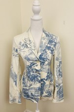 Jill Sander White Blue CottonSummer Blazer, Size 36