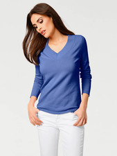 Pullover blau 36 Damen Feinstrick-Pullover aus reiner Baumwolle royalblau 3.1563