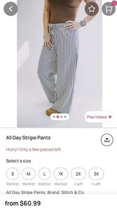 Stitch & Co Navy And White Striped Pants Size Large 12/14