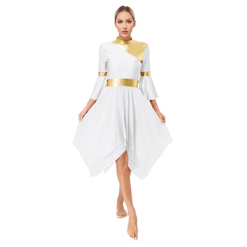 Women Asymmetrical Lyrical Liturgical Praise Dance Dress Church Festival Costume - Picture 22 of 73
