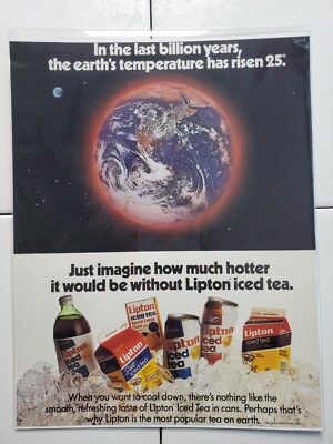 1986 Lipton Iced Tea Global Warming Vintage ad Coors Light Beer Baseball 