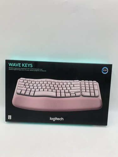 Pink Logitech - Wave Keys Ergonomic Wireless Keyboard for Windows/Mac Brand New
