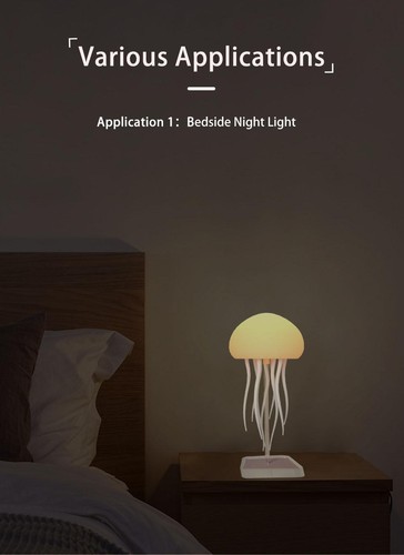 Lampada da comodino meduse cartoni animati luce notturna sfumata medusa carina controllo vocale - Foto 12 di 16