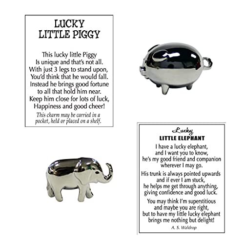 Lucky Little Elephant & Pig Charms with Story Card Pocket Token 4