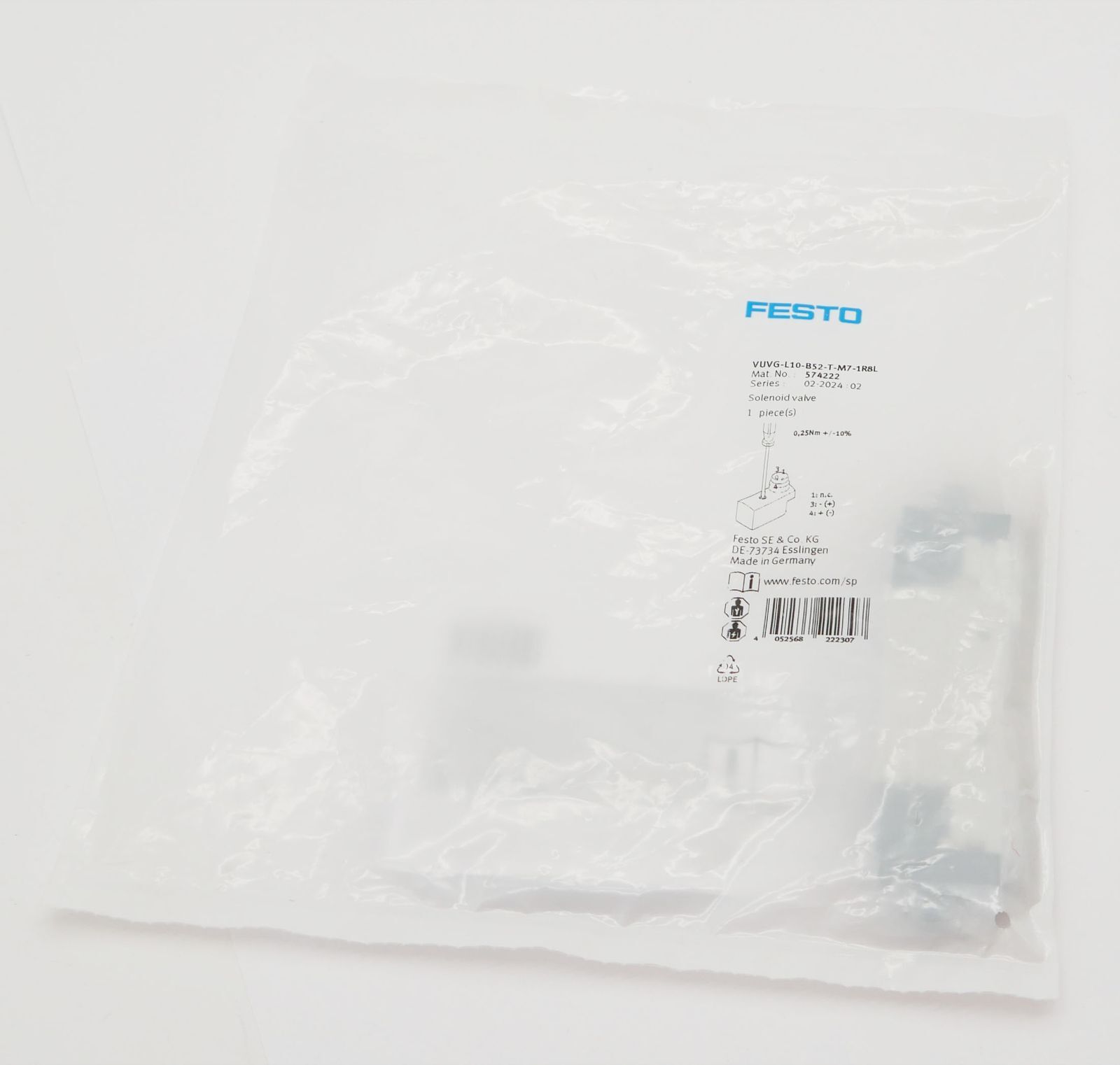 Festo VUVG-L10-B52-T-M7-1R8L 574222 24V DC 1.5...8bar Magnetventil -unused/OVP-