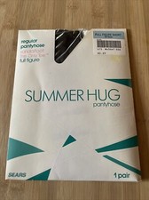 Sears Vintage Summer Hug pantyhose sandalfoot Full Figure Short Off Black
