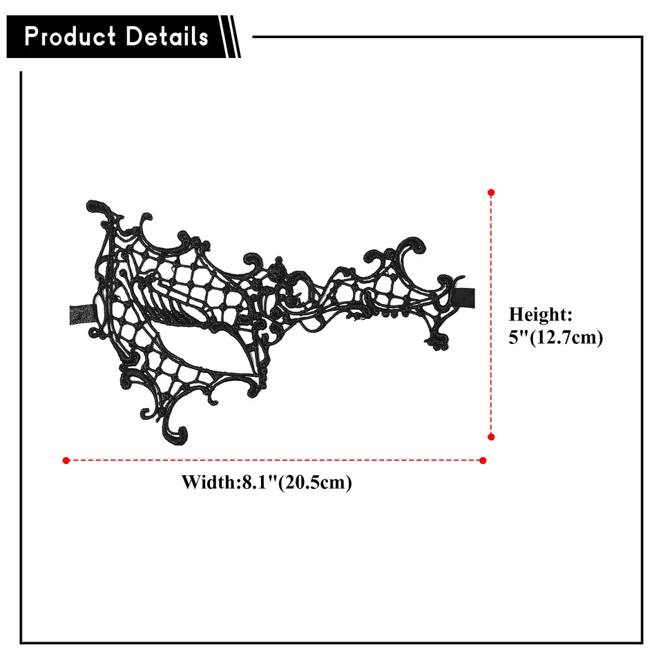 Women's Masquerade Mask Venetian Lace Mask for Christmas Halloween Party Ball - Image 3 of 4