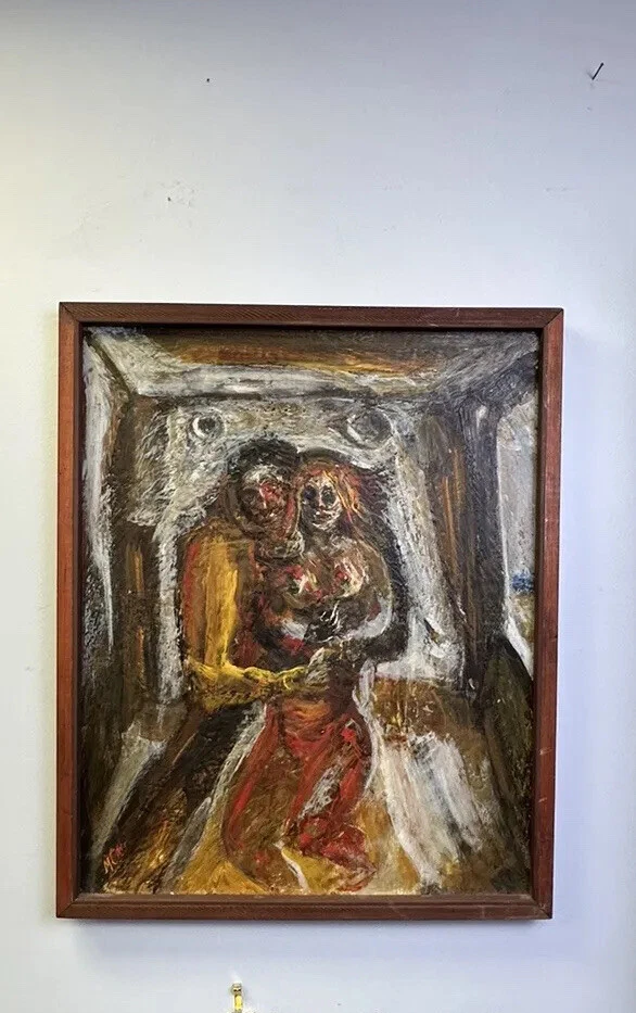 Original Painting Marco Celotti Mid Century Oil On Board “Dance With Cecidia” - Image 2 of 4