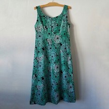 Vtg K Studio Womens 14 Sleeveless Floral Midi Dress Sheath Y2K Boho Fairy Green