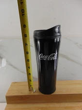 Coca Cola Black Plastic TALL INSULATED TUMBLER Chik Fil A WITH LID MINT CONDITIO