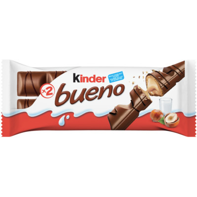 2-Pack Kinder BUENO Milk Chocolate and Hazelnut Cream Candy Bars, Single Pack co