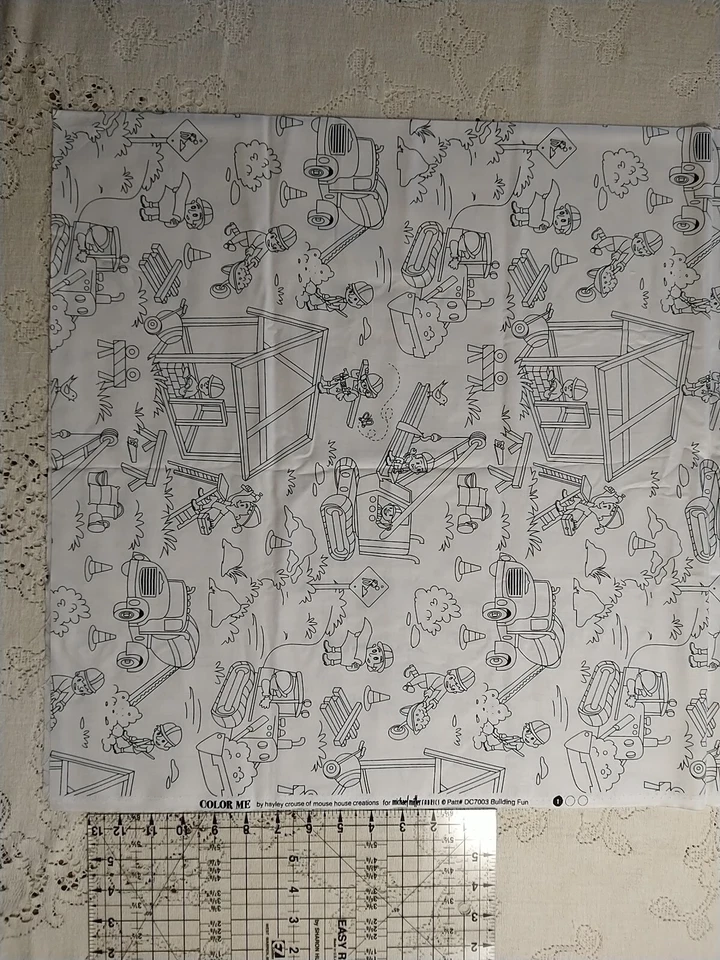 Michael Miller Black Print on White COLOR ME BUILDING FUN cotton fabric 22x42" - Image 4 of 4