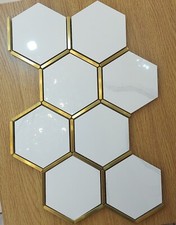 Hexagonal Gold & White Porcelain Aluminium Mosaic Tiles 1 Sheet 220 x 380 x 8mm
