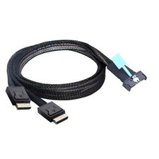 PCI-E5.0 MCIO SFF-8654 8I 74P to 2X Oculink SAS SFF-8611 4I Server Adapter Cable