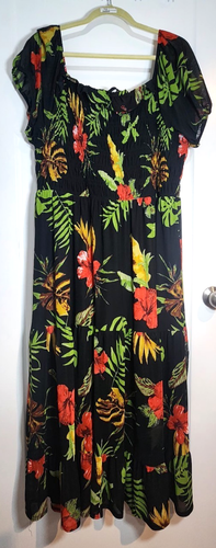 Vestido largo fluido floral Siren Lily manga gorra elástico transparente para mujer 3xl