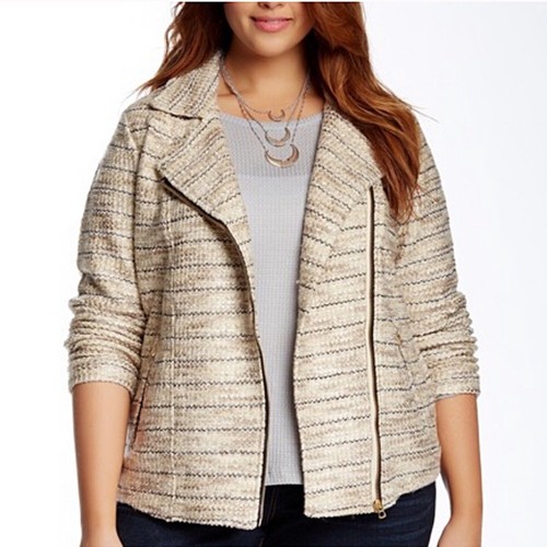 NEW Lucky Brand cream knit moto sweater 