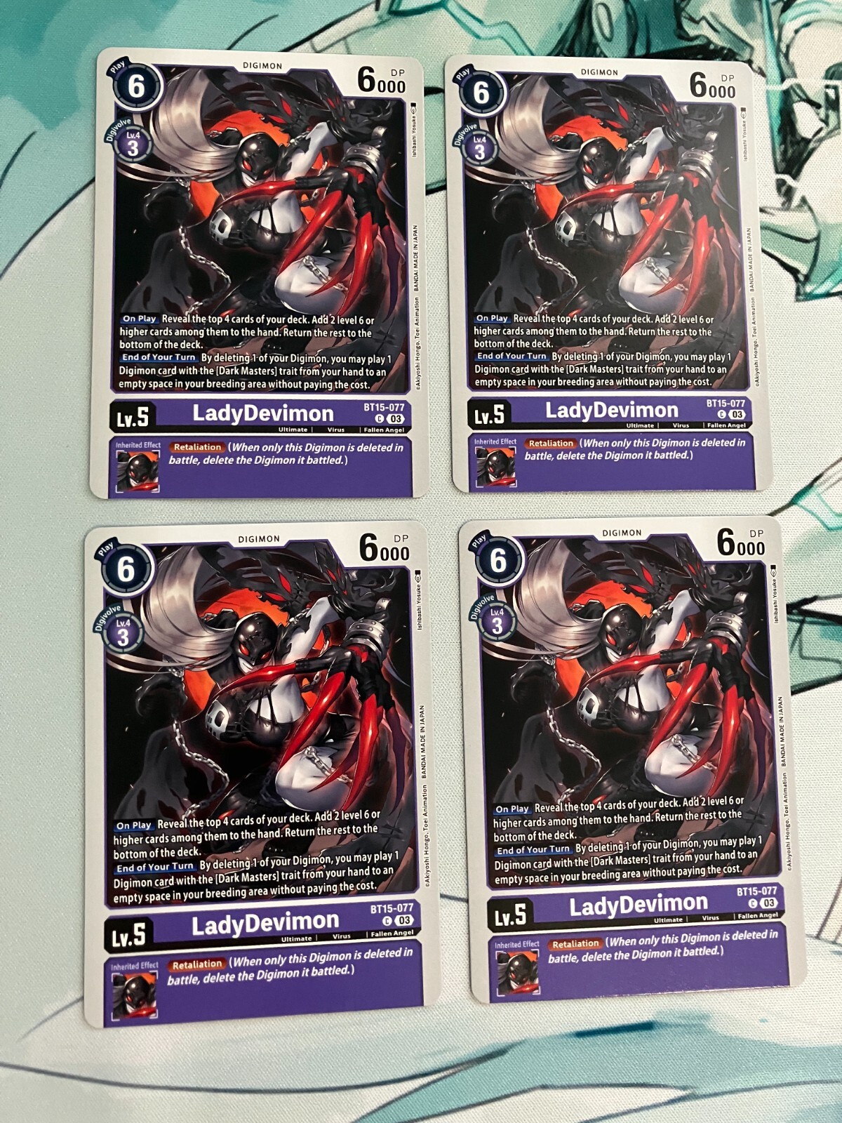 4x LadyDevimon BT15-077 C (juego) Digimon CCG | Exceed Apocalypse casi nuevo
