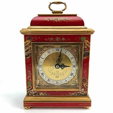 Elliott London Clock Chinoiserie Bracket Red Cinnabar Gold Hand Painted