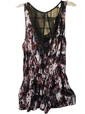 SILENCE + NOISE Shorts Romper Medium Black White Festival Boho Pockets