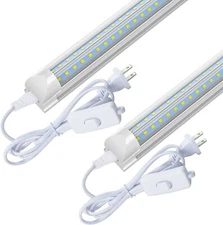 2 Pack 2FT 24W LED Tube Light Bulb 2 Foot T8 LED Shop Light Fixture 6500K 2880lm