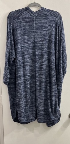 Cardigan donna Pure Jill grande misto lino maglione lungo blu Lagenlook Coastal - Foto 2 di 9