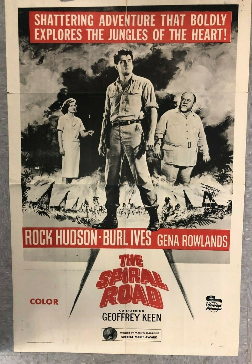 1962 MOVIE POSTER *THE SPIRAL ROAD* ROCK HUDSON/BURL IVES 27X41 1