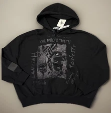 NEW! LANVIN x FUTURE COLLAB GRAPHIC OVERSIZED HOODIE BLACK Size M AUTHENTIC 